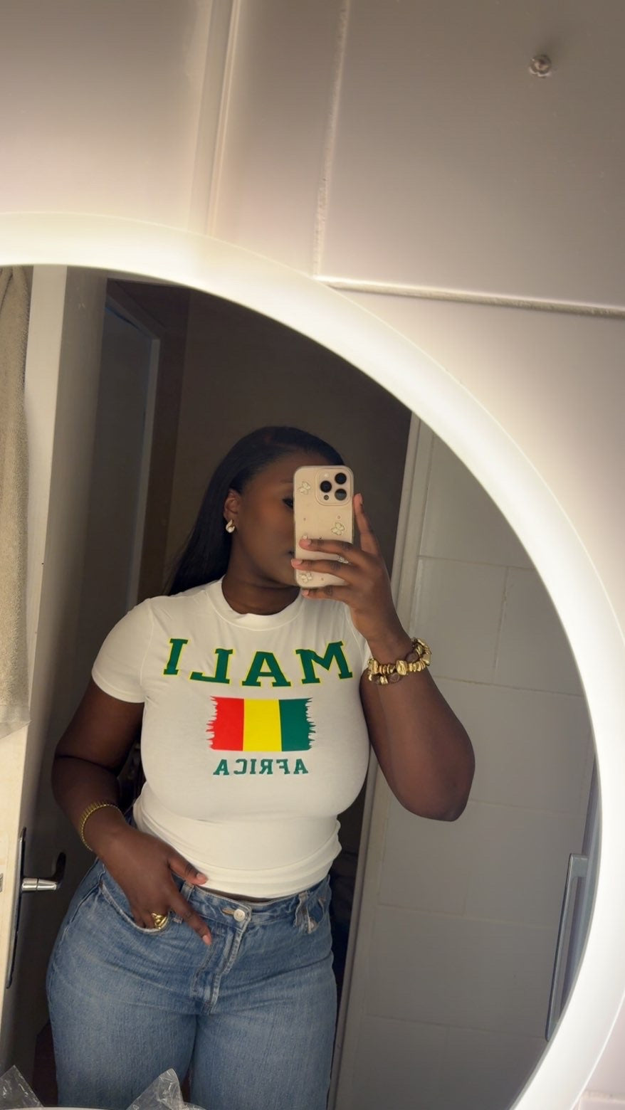 Mali Africa – Top blanc manches courtes